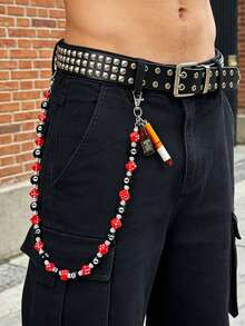 1pc Personalized Beaded Dice & 8 Ball Pocket Chain, Unisex Waist Chain/Pant Chain/Bag Chain, Unique Gift For Birthday, Valentine's Day, St. Patrick's Day - Multicolor - View 6