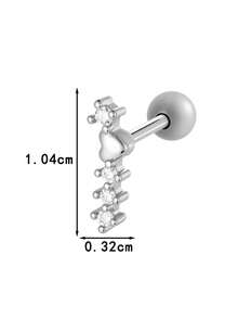 Toppiercing 1件 时尚立方氧化锆心形不锈钢耳骨穿孔耳环 - 彩色 - 查看 3