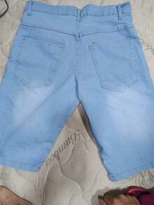 Bermuda Jeans Masculina lisa preta meida escura claro - cor clara - Visão 2