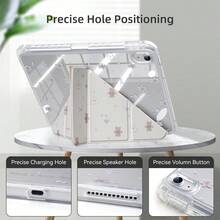 可爱图案智能保护套，带笔槽，兼容 iPad 第 11 代 A16 2025、第 10 代 10.9 英寸、Air 第 4/5 代 10.9 英寸、Air 11 M3 2025、第 7/8/9 代 10.2 英寸、A11+、S9、S10FE、S10 Lite - 小熊紫色蝴蝶結 - 查看 5