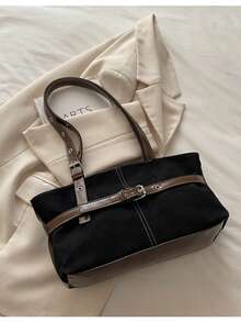 Chic Commuter Underarm Bag, 2025 New Fashion Large Capacity Shoulder Bag, Versatile Tote Bag For Autumn/Winter - Black - View 5