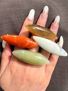 4件套复古不对称超大树脂戒指套装，彩色长椭圆形戒指，适合日常佩戴、派对和度假。 - 彩色 - 查看 7