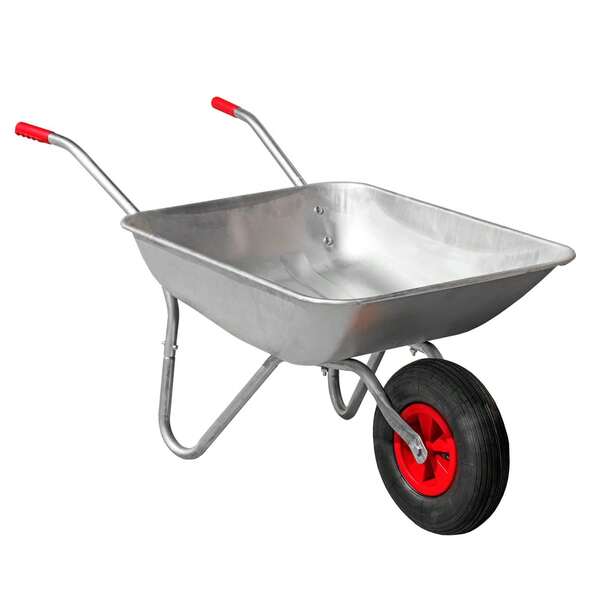 65 LITRE WHEELBARROW GAANISED STEEL OUTDOOR WHEEL BARROW PNEUMATIC METAL WASTE