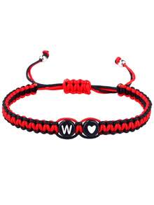 1pc Black & White Heart And 26 Letter Braided Bracelet, Minimalist Versatile Heart Couple Jewelry Bracelet - Bracelet - View 30