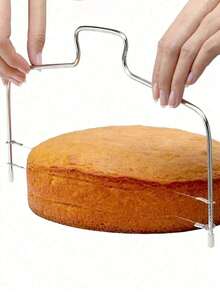 1pc Cake Slicer, Cake Layer Separator, Bread Cutter, Baking Tool, Back To School Cake And Bread, Layer Divider, Stainless Steel Cutter, Cutting Wire, Baking Tool, Cake Slicer - Multicolor - View 2