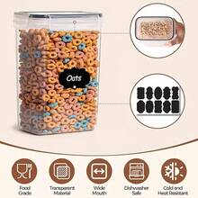 KITCHEN Airtight Food Storage Containers For Pantry With White Lids – 4 Packs - Clear Air Tight Kitchen Containers Pantry Organization And Storage - Plastic - Keeps Food Fresh & Dry - Clear - View 5