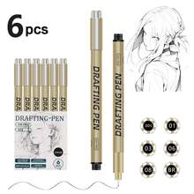 6/9/12支装高品质超黑细线笔，金属笔夹，书写流畅，笔尖纤细，水彩笔，适用于绘画、素描，大师级品质 - 查看 12