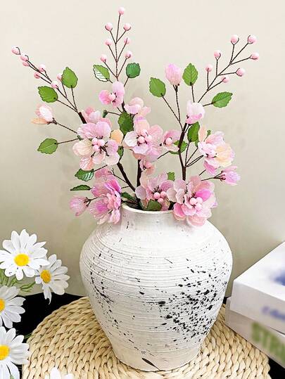 1pc Pink Flower Artificial Flower Bouquet, Sweet Fake Plant Flower, Elegant Holiday Decor Gift Suitable For Outdoor Garden Party Home Desktop Decoration