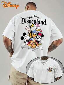 Disney Authorized-Men's Cotton Short-Sleeved T-Shirt, 1 Disney Authorized Men's Disney Christmas Pattern T-Shirt-Cartoon Printed Short-Sleeved T-Shirt, Regular Summer Casual Shirt With Hot Stamping Details, Adult Size, Daily T-Shirt Playful Design Durable Fabric. - trắng - Xem 1