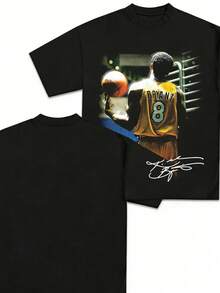 Vintage T-Shirt Summer Tops Top-Quality T-Shirt-High-Quality Kobes Fan T-Shirt Rafters Walkout Graphic Tee _ Premium Quality Heavyweight Basketball Shirt For Adults Kids 3. - 黑色 - 查看 1