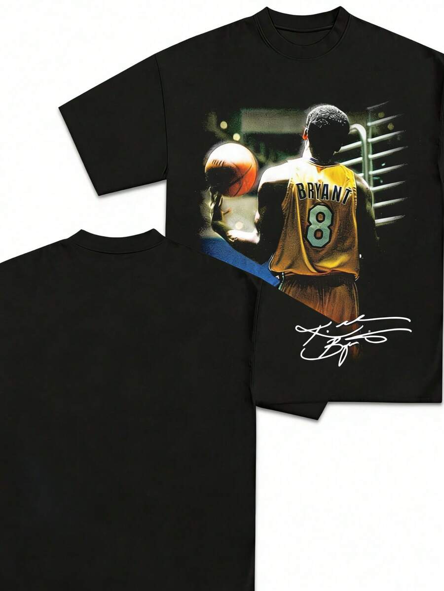 Vintage T-Shirt Summer Tops Top-Quality T-Shirt-High-Quality Kobes Fan T-Shirt Rafters Walkout Graphic Tee _ Premium Quality Heavyweight Basketball Shirt For Adults Kids 3. - 黑色 - 查看 1