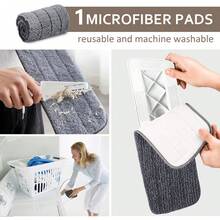 Spray Mop And Three Washable Pads | Water-Spraying Flat Mop, Household All-Purpose Floor Cleaner, Dry And Wet Dual-Purpose, Suitable For Hardwood, Laminate, Tiles, Ceramics - 4件套 白色 - 查看 6
