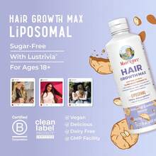 Hair Growth MAX Liposomal For Women | 15.22 Fl Oz | Fast-Absorbing Biotin 10,000 Mcg, Pumpkin Seed Oil & Herbal Blend | Thicker Hair, Skin Hydration & Wrinkle Support | Almond Cookie Flavor - 2瓶 - 查看 6