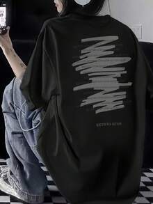 T-shirt moderna de diseño gráfico | Camiseta unisex con impresión abstracta | Moda urbana | Estilo casual | Tejido suave | Color negro | Ideal para jóvenes | Disponible en varias tallas | Ropa de  | Últimas  en camisetas - Negro - Ver 1