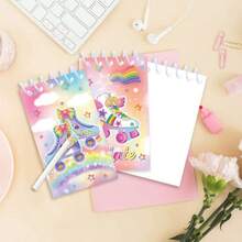 8 Peças Caderno com Rodas de Patins Brilhantes - Mini Caderno com Design Engraçado de Patinação, Presente de Aniversário Perfeito e Escrita Criativa, Item com Tema Esportivo | Arte de Capa Colorida | Encadernação Espiral, Mini Caderno - Tamanho Único - Visão 5