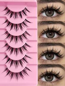 Rikuaild 6 Pairs Cartoon Style Transparent False Eyelashes, Natural Criss-Cross Delicate Design, Suitable For Daily, Party, Valentine's Day Makeup, False Eyelashes - Spiky Manga Lashes - View 3