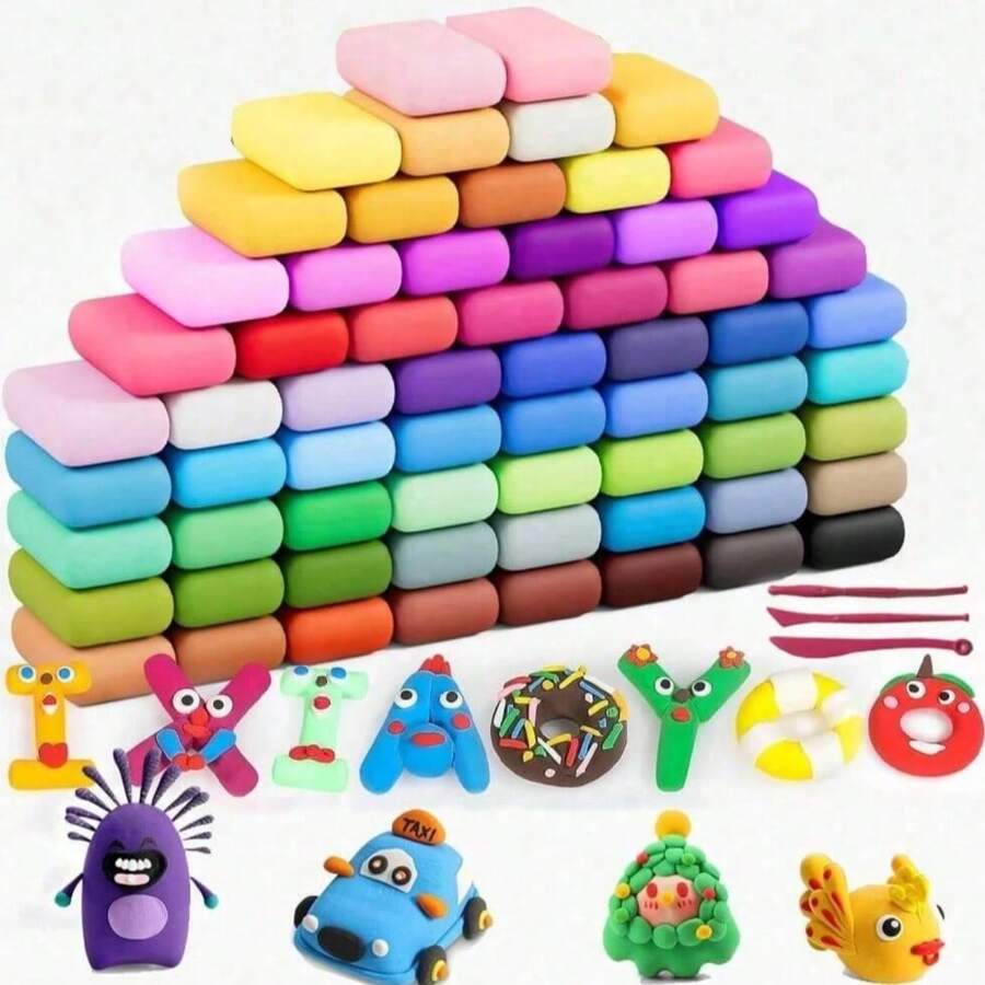 12 /24 Colors Lightweight Ultra Air Dry Polymer Clay - Non-Sticky And Odorless Baked Molding Compound, 12 Bright And 12 Pastel Colors For Kids Home Craft Activity Toys, DIY Creative Art Materials, Fun Designs - đất sét - Xem 1