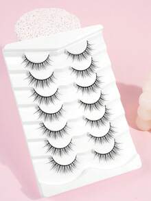 MAANGE 7对仙女般柔软超细透明假睫毛，自然纤长浓密一体式设计，睫毛，条纹睫毛，假睫毛 - 黑色 - 查看 3