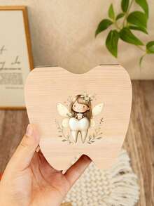 Angel Pattern Tooth Fairy Box - Christening, Birthday And Newborn Gift Tooth Holder, Functional, Decorative, Lettered, Fashionable, Modern, Colorful, Cute, Casual, Customizable, Personalized, Unique, Suitable For Back To School For Son Or Daughter - Multicolor - View 5