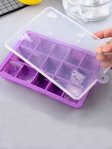 1PC 15 & 24 Cell Honeycomb Silicone Ice Tray With Lid Stackable Easy Demould Ice Making Tool Creative Honeyc - Purple - View 4