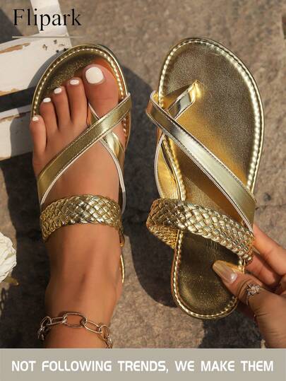 Flipark 闪购！女士棕色运动凉鞋 | 撞色绑带仿皮拖鞋，防滑透气，数量有限