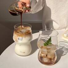 1个齐腰高硼硅玻璃单层杯，果汁/牛奶杯，美观大方，耐热，家用玻璃杯 - 透明 - 查看 5