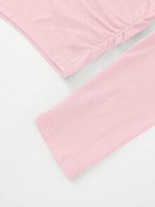 Body cómodo de maternidad, manga larga con cuello en V profundo, tela de alta elasticidad, ropa de embarazo versátil en color rosa - Rosa - Ver 6