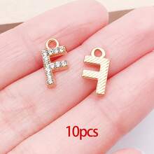10/26 piezas Encantos de letras del alfabeto A-Z con rhinestones y cristales brillantes para DIY de pulseras, collares, aretes, gargantillas y manualidades - Dorado - Ver 22