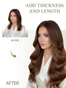 DNE HAIR 10件組 100%真髮無縫隱形接髮片，14-22英吋中棕色直髮，絲滑順暢，頂級品質，髮尾豐厚，適合細髮，完美適用於女性日常使用與美髮沙龍 - S4 - 查看 3