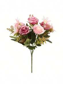 1支逼真玫瑰、牡丹、茶玫瑰仿真花，适合情人节、房间装饰、摆设，也适合新年、家居装饰、婚礼、情人节鲜花装饰、情人节礼物 - 彩色 - 查看 25