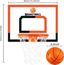 Tablero de Basquetbol para Niños, Mini Canasta de Baloncesto de Pared Interior, Aro Reforzado y 3 Mini Balón, Canasta Básquetbol para Puerta y Pared, Regalo Juguetes Deportivos - Negro Naranja - Ver 6