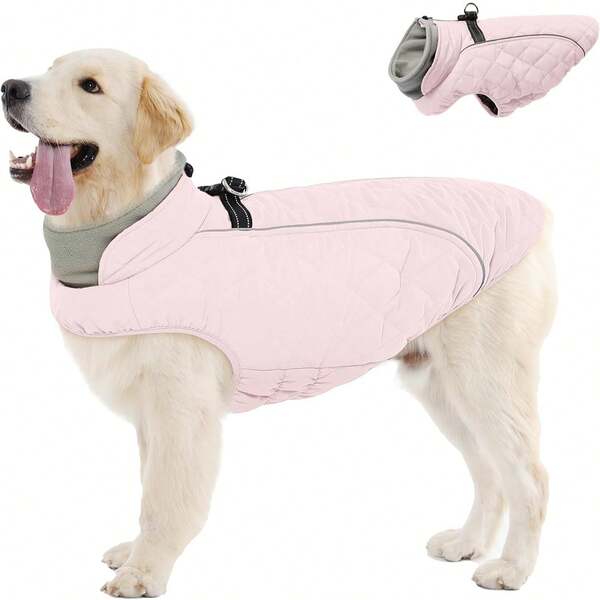 Vest Style Dog Jacket - Thermal Lined Dog Snow Jacket, Adjustable Reflective Winter Warm Coat