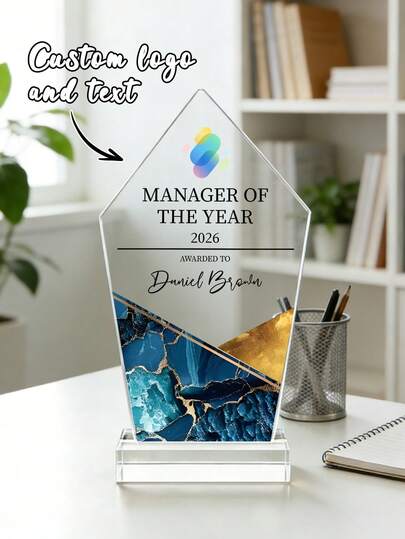 1pc Employee Award, Employee Gift, Customize Photo And Text,Corporate Trophy Award, Custom Sport Trophy Award, Employee Award Plaque, Business Anniversary Award