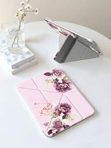 浅紫色玫瑰、芙蓉、樱花、百合图案平板电脑保护套，兼容苹果Air 11英寸M3（2025款）/M2（2024款）、Air第五代（2022款）、（A16）11英寸第十一代（2025款），兼容三星Galaxy Tab平板电脑，Kindle Paperwhite第十二代（2024款）。透明背壳，时尚图案保护套，具备自动休眠/唤醒功能，气囊保护，适合作为礼物和办公用品。 - 彩色 - 查看 4
