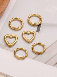 1个18K镀金304不锈钢弹簧扣环，心形/竹节形/圆形O型环连接器，适用于DIY项链手链首饰制作 - 卡扣 - 查看 7