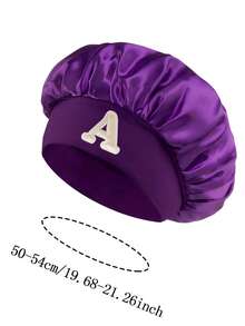 1 Pc A-Z Letter Hats Kids' Bonnet Hat Set Elastic Comfortable Headwear Sleeping Cap And Hairband Girls 3-8 Years Old - Purple - View 11