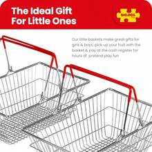 Bigjigs Toys Shopping Baskets Set Of 2 Realistic Metal Grocery Shop Toy Comes With Small Collapsible Red Handles For Easy Storage Accessories For Pretend Play Toddler Gifts For Age 3+Children's Joyful Games, Essential Toys For Children - As Pic - View 7