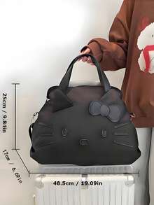 SANRIO 1 chiếc túi du lịch cỡ nhỏ thời trang, dung tích lớn, xách tay tiện dụng, túi công tác, túi đeo vai thường ngày, túi xách hoạt hình dành cho nữ, có màu hồng và đen dễ thương, phù hợp cho công tác, thể thao & tập luyện, đựng hành lý, có thiết kế dây đeo tiện lợi khi di chuyển. - Nhiều màu - Xem 10