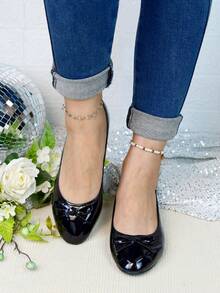 Women's Black Ballet Flats - Comfortable Soft Sole Low-Cut Slip-On Shoes, Lightweight Breathable, Elegant Minimalist Bowknot Detail, Classic Casual Daily Wear Flats - màu đen - Xem 3