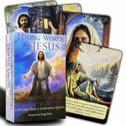 44张金色卡片 - 承载圣经教义和神圣指引，适用于基督徒祈祷、灵性反思和信仰加深，适合信徒和灵性探索者。