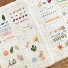 DIY刺绣练习画布套装，预印针法图案，适合初学者，包含手工刺绣针法书、DIY创意缝纫工具包（含针法书和详细图案） - A - 查看 6