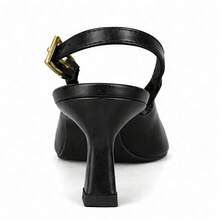 Rosavivi Women's Pointed Toe Pump With Cup Heel, Buckle, Slingback, Comfortable, Casual, Elegant - 黑色 - 查看 6