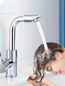 Grifo de baño moderno de una sola manija para agua caliente y fría, giratorio 360 grados, de acero inoxidable, con control separado de agua caliente y fría, filtro integrado y conexión G1/2 pulgadas, fácil instalación, flujo de agua eficiente, acabado de diseño moderno, adecuado para fregaderos de hogar, hotel, apartamento y RV, lavabos de cocina y lavabos de baño, grifo de lavabo de baño, accesorio esencial para el hogar moderno, regalo de vacaciones y renovación del hogar, opción ideal - Multicolor - Ver 6