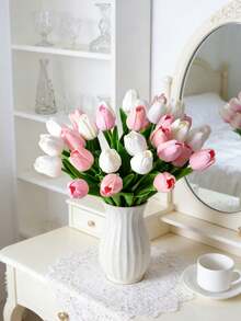 5 Pcs High-Quality Artificial Tulips - Lifelike Bouquets, Artificial Tulip Bouquets, Tulip Floral Decorations, Multi-Colored Pu Material, Suitable For Outdoor Garden Decoration, Vase Decoration, Artificial Plants, Room Decoration, Home Floral Decoration, Wedding Party Decoration, Realistic Artificial Flowers, Suitable For Home Decoration, Easter, Mother's Day, Valentine's Day, Weddings. - Multicolor - View 6