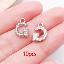 10/26pcs Rhinestones A-Z Alphabet Letter Charms Glitter Crystal Letter Beads For DIY Bracelet Necklace Earrings Choker Craft - Silver - View 33