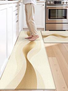 1pc Modern High-End Style Running Carpet Kitchen Mat, Luxury Gold Wave Long Kitchen Floor Mat Suitable For Bathroom, Kitchen, Outdoor, Indoor, Hallway, Bedroom, Living Room, Machine Washable - Multicolor - View 6