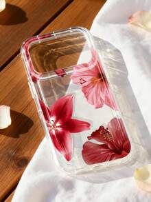 Flower 1pc Fresh Summer Floral Pattern Anti-Slip Transparent Air Cushion Soft Phone Case Compatible With Iphone 11/12/13/14/15/16/17 Pro Max - Multicolor - View 1
