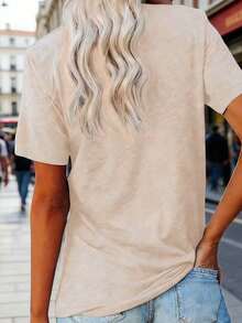 ELYSIAN WEAR 180G Women's T-Shirt Casual Comfortable Style National Park Nature Inspired Graphic Print With Bison And Mountains Design For Outdoor Enthusiasts And Nature Lovers In Montana  Theme - 米色 - 查看 3