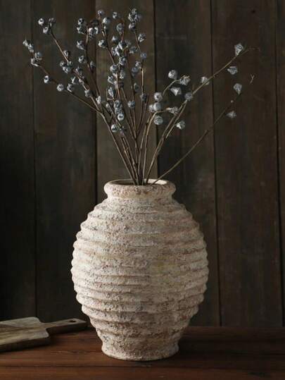 1个树脂复古粗陶花瓶，经典家居花瓶装饰手工做旧花瓶，适合室内插花，复古手工家居装饰房间装饰玻璃花瓶