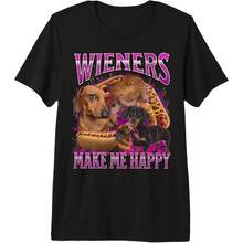 S Make Me Happy Funny Offens Dachshund Bootleg Pm Tri-Blend T-Shirt All Seasons,220g Pure Cotton Single-Sided Printed Crew Neck Short-Sleeved T-Shirt,Unisex Top,Base Layer - 顏色4 - 查看 1